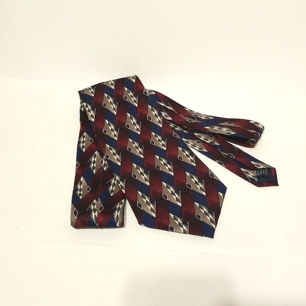 Stafford Exec Tie Woven USA Import Silk Tipped Bar & Slip String Red Blue 54